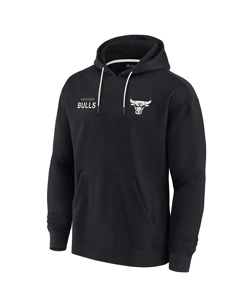 Men's and Women's Fanatics Signature Black Chicago Bulls Super Soft Fleece Pullover Hoodie
