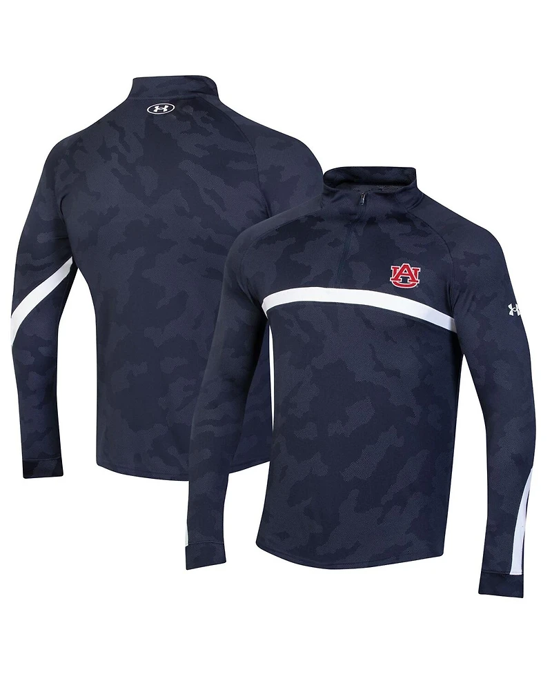 Men's Under Armour Navy Auburn Tigers Game Day Camo Raglan Quarter-Zip Top