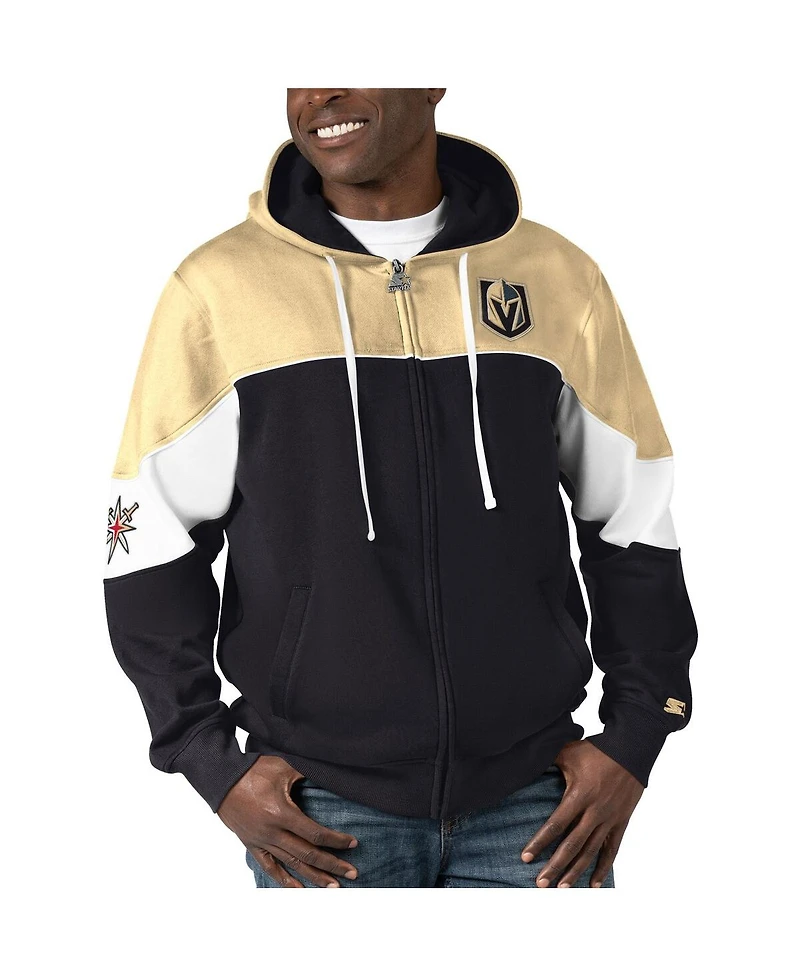 Men's Starter Black, Gold Vegas Golden Knights Power Forward Full-Zip Hoodie