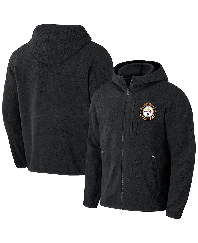 Men's Nfl x Darius Rucker Collection by Fanatics Black Pittsburgh Steelers Sherpa Full-Zip Hoodie