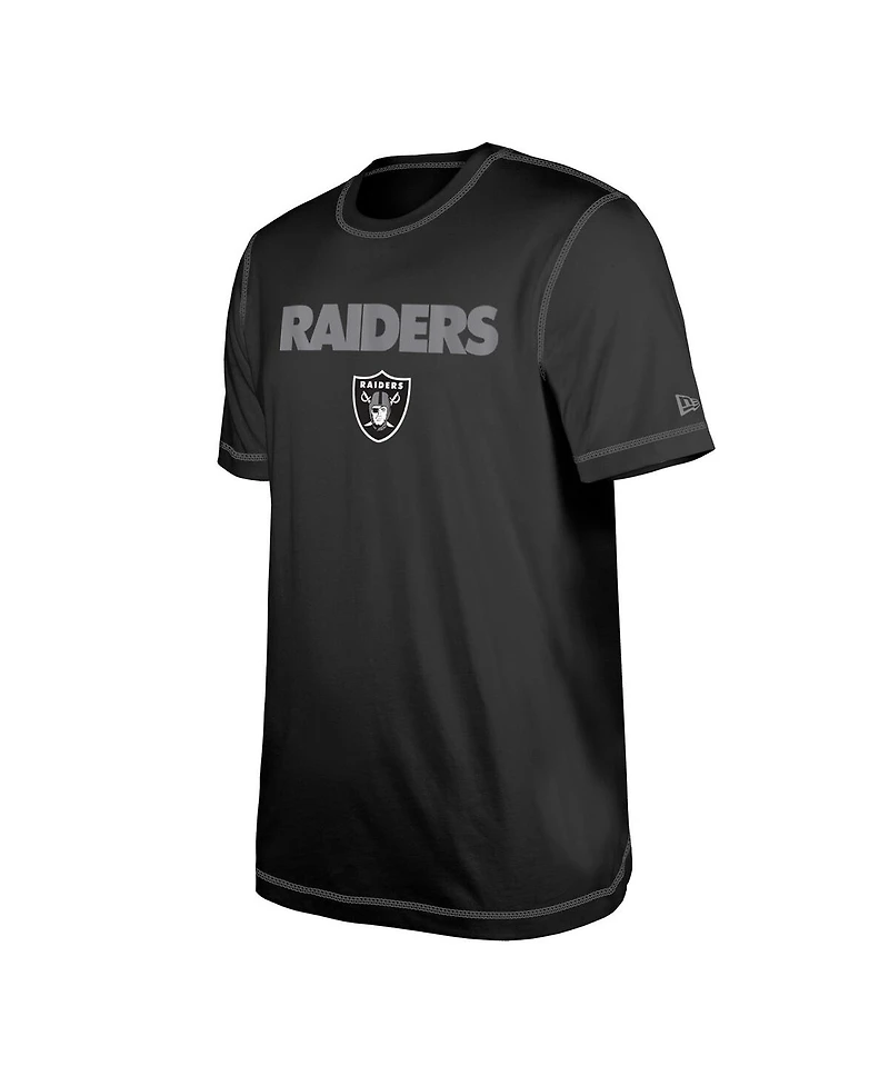 Men's New Era Black Las Vegas Raiders Third Down Puff Print T-shirt