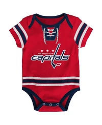 Infant Boys and Girls Red Washington Capitals Hockey Jersey Bodysuit