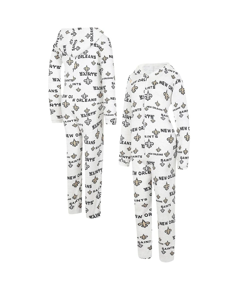 Women's Concepts Sport Cream New Orleans Saints Docket Hoodie Full-Zip Union Suit