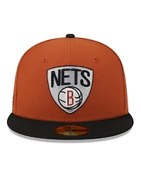 Men's New Era Rust, Black Brooklyn Nets Two-Tone 59FIFTY Fitted Hat