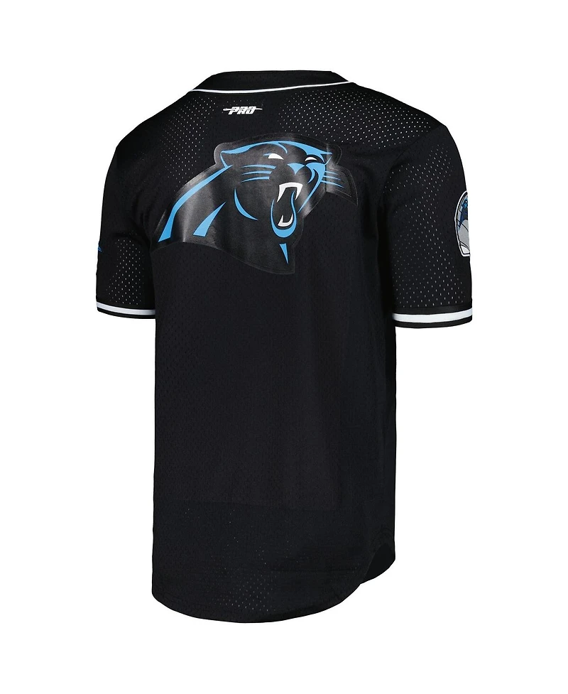 Men's Pro Standard Bryce Young Black Carolina Panthers Mesh Baseball Button-Up T-shirt