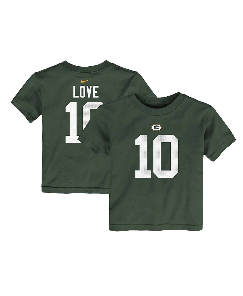 Toddler Boys and Girls Nike Jordan Love Green Bay Packers Player Name Number T-shirt