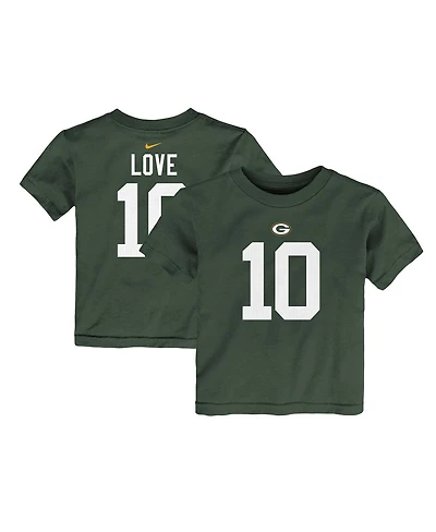 Toddler Boys and Girls Nike Jordan Love Green Bay Packers Player Name Number T-shirt