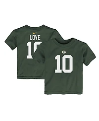 Toddler Boys and Girls Nike Jordan Love Green Bay Packers Player Name Number T-shirt