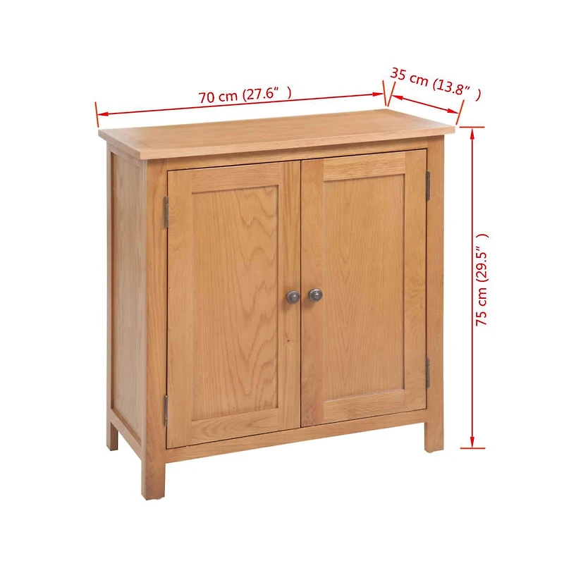 Sideboard Solid Oak Wood 27.6"x13.8"x29.5" Brown