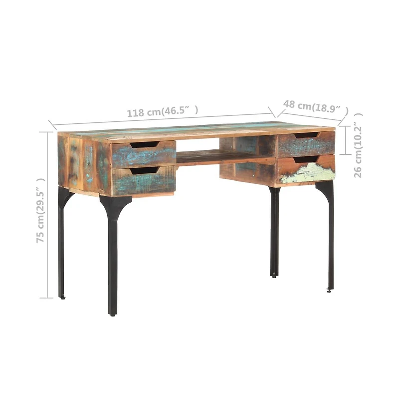 Desk 46.5"x18.9"x29.5" Solid Reclaimed Wood