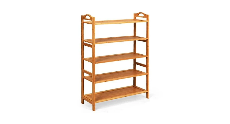 5-Tier Bamboo Freestanding Shoe Rack-Natural
