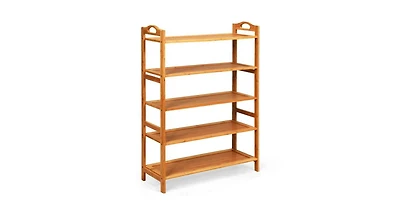 5-Tier Bamboo Freestanding Shoe Rack-Natural