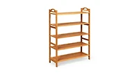 5-Tier Bamboo Freestanding Shoe Rack-Natural