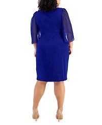 Connected Plus Chiffon-Sleeve Sheath Dress