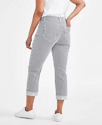 Style & Co Women's Striped Mid-Rise Curvy Capri Pants, Created for Macy's