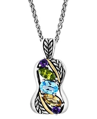 Effy Multi-Gemstone 18" Pendant Necklace (2-5/8 ct. t.w.) in Sterling Silver & 18k Gold-Plate