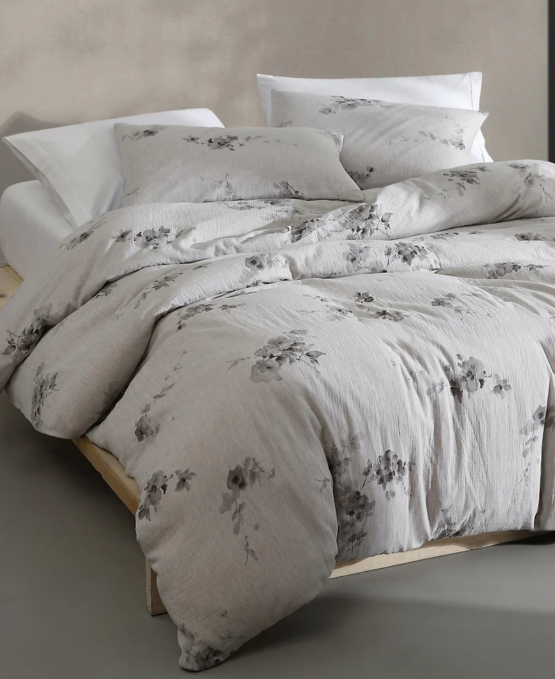 Calvin Klein Aquarelle Floral Cotton Melange Gauze 3 Piece Duvet Cover Set