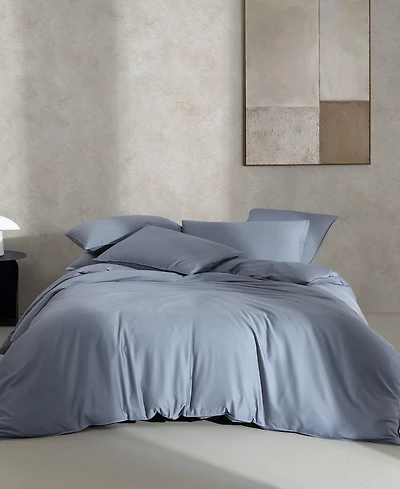 Closeout! Calvin Klein Organic Earth Solid Cotton Sateen 3 Piece Duvet Cover Set