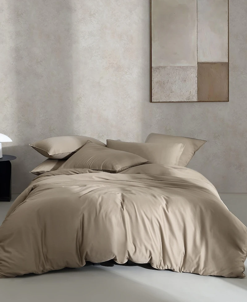 Closeout! Calvin Klein Organic Earth Solid Cotton Sateen 3 Piece Duvet Cover Set