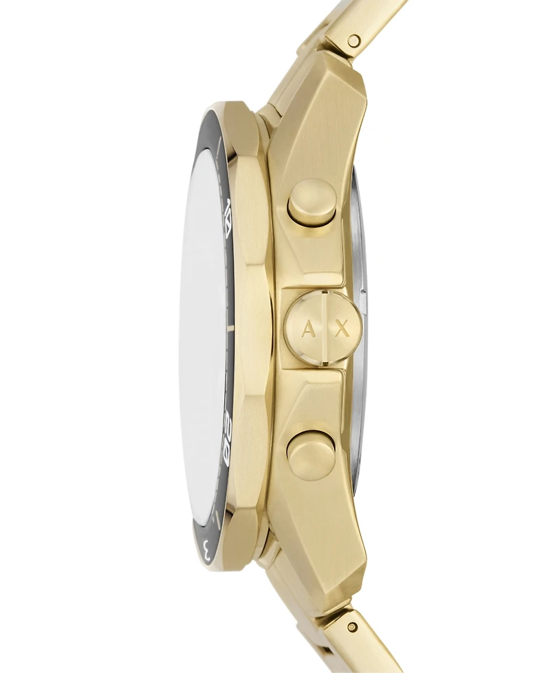 A|X Armani Exchange Men's Chronograph Gold-Tone Stainless Steel Watch 44mm