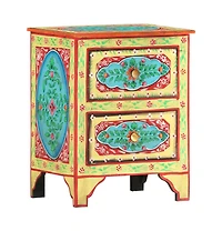 Hand Painted Bedside Cabinet 15.7"x11.8"x19.7" Solid Mango Wood