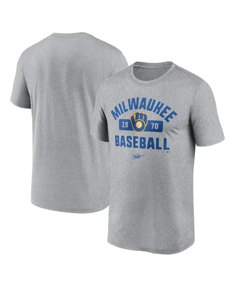 Men's Nike Heather Gray Milwaukee Brewers Legend T-shirt