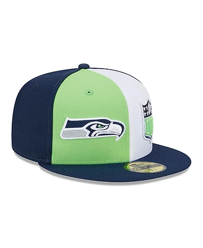 Men's New Era Neon Green, College Navy Seattle Seahawks 2023 Sideline 59FIFTY Fitted Hat