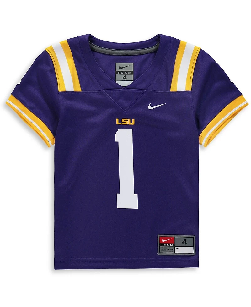 Preschool Boys and Girls Nike #1 Purple Lsu Tigers Team Replica Football Jersey