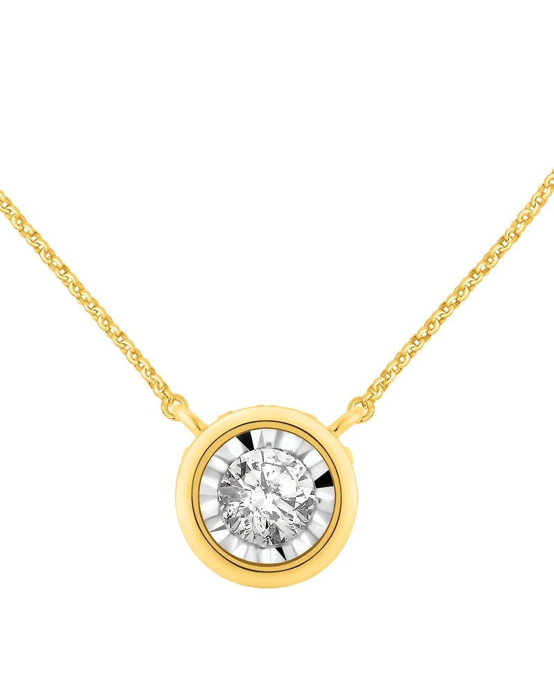 Diamond Miracle Plate Bezel Pendant Necklace (1/2 ct. t.w.) in 14k Gold, 16" + 2" extender in 14k Two-Tone Gold