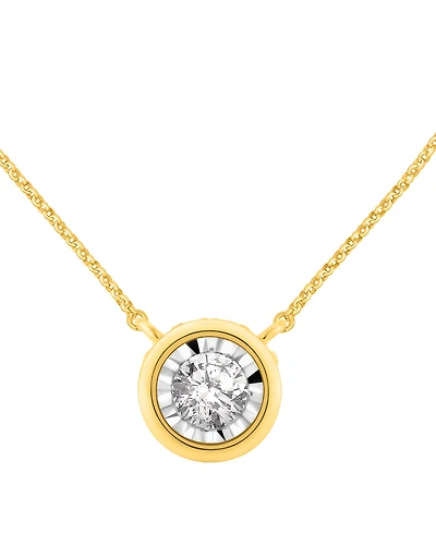 Diamond Miracle Plate Bezel Pendant Necklace (1/2 ct. t.w.) in 14k Gold, 16" + 2" extender in 14k Two-Tone Gold