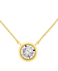 Diamond Miracle Plate Bezel Pendant Necklace (1/2 ct. t.w.) in 14k Gold, 16" + 2" extender in 14k Two-Tone Gold