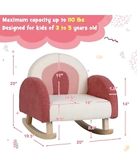 Kids Rocking Chair Children Armchair Velvet Upholstered Sofa w/ Solid Wood Legs