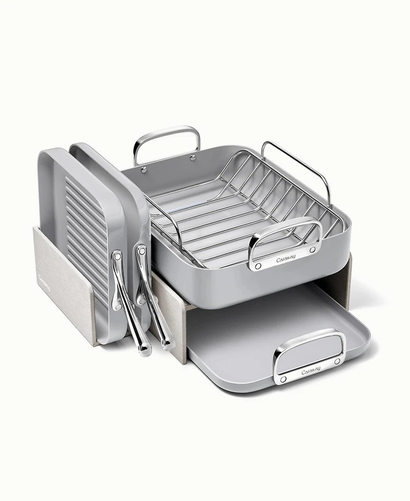 Caraway Non-Stick Ceramic-Coated 7 Piece Square Cookware Set