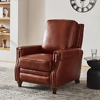 Bellino Modern Genuine Leather Recliner with Nailhead Trim