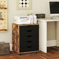 5 Drawer Chest Storage Dresser Floor Cabinet Organizer with Wheels