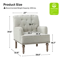 Mcgavock Traditional Wooden Upholstered Accent Chair with Tufted Back