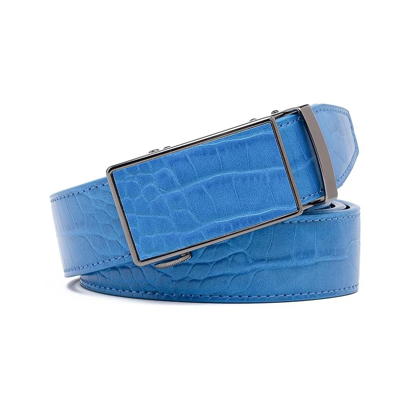 Men's Genuine Leather Crocodile Design Dress Belt with Automatic Buckle