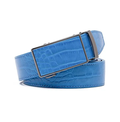 Men's Genuine Leather Crocodile Design Dress Belt with Automatic Buckle