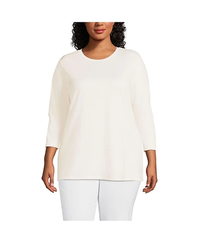 Lands' End Women's Plus 3/4 Sleeve Cotton Supima Tunic