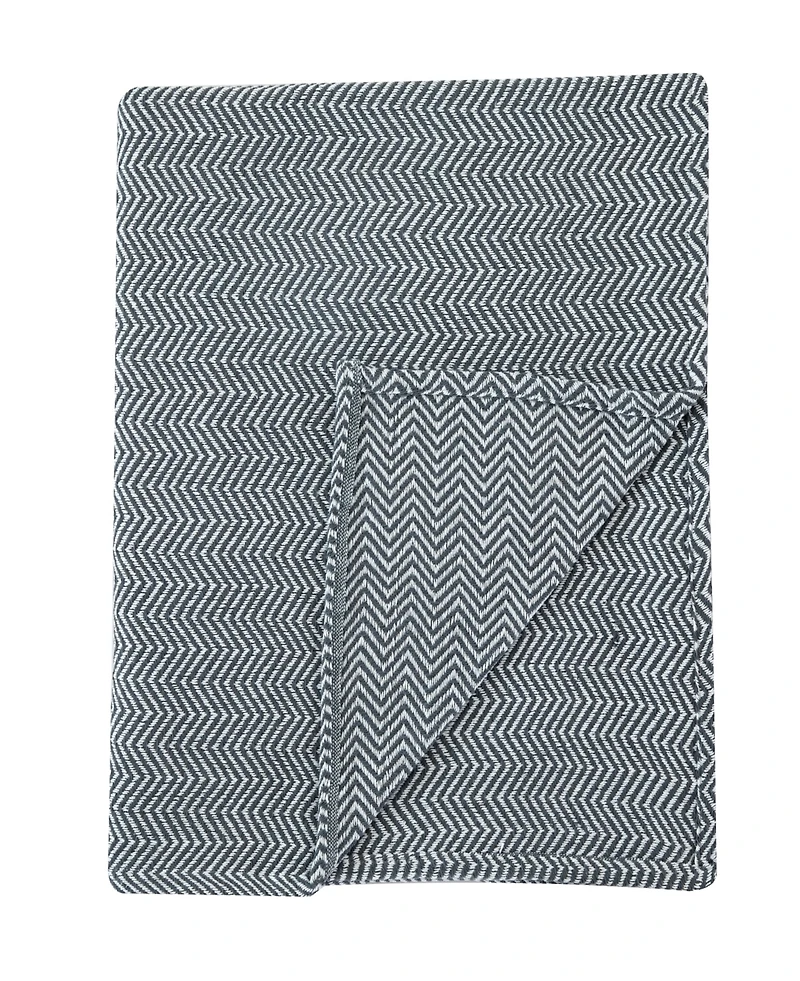 Melange Home Herringbone Cotton Blanket, Full/Queen