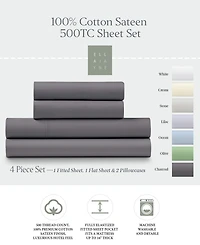 Ella Jayne 500 Thread Count 100% Cotton Sateen 4-Pc. Sheet Set