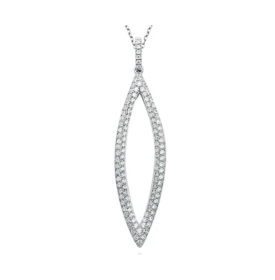 Suzy Levian New York Sterling Silver Pave Cubic Zirconia Open Marquise Drop Pendant