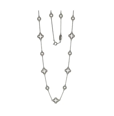 Suzy Levian New York Sterling Silver Sapphire & Created White Sapphire Station Necklace