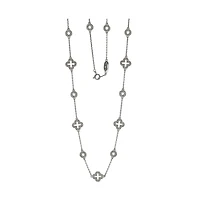 Suzy Levian New York Sterling Silver Sapphire & Created White Sapphire Station Necklace