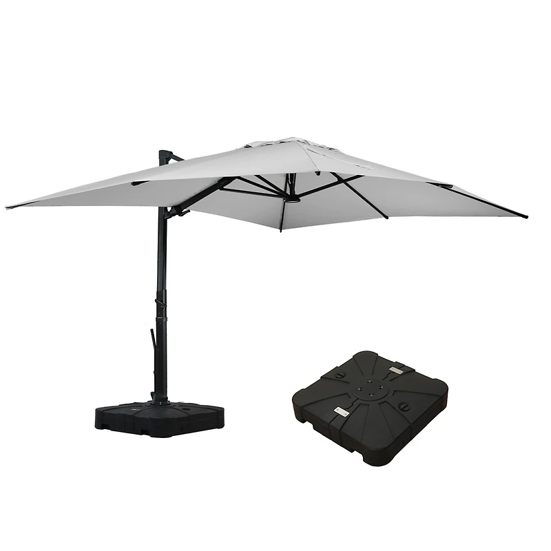 Mondawe 156"W x 120"D Rectangular Cantilever Umbrella with Detachable -level Brightness Led Light, w/ Weight Base Included
