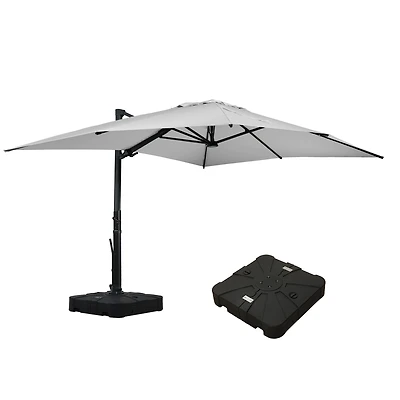 Mondawe 156"W x 120"D Rectangular Cantilever Umbrella with Detachable -level Brightness Led Light, w/ Weight Base Included