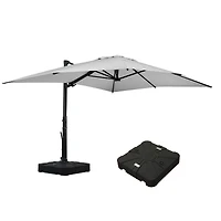 Mondawe 156"W x 120"D Rectangular Cantilever Umbrella with Detachable -level Brightness Led Light, w/ Weight Base Included