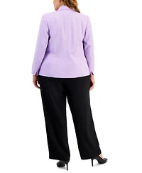 Kasper Plus Size Stretch Crepe Jacket Ruffled Blouse Pants