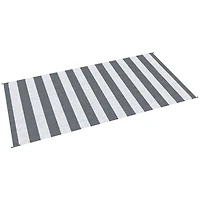 Outsunny Outdoor Rug with Carry Bag 9' x 18' Plastic Straw Rug Gray & White