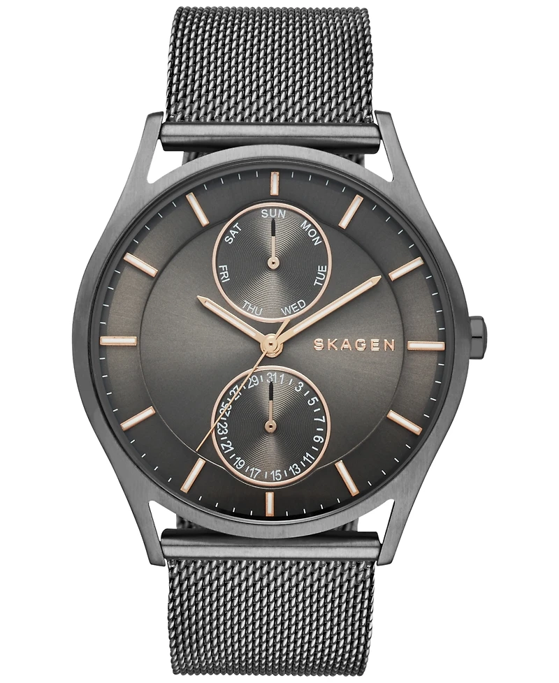 Skagen Men's Holst Smoke-Tone Stainless Steel Mesh Bracelet Watch 40mm SKW6180